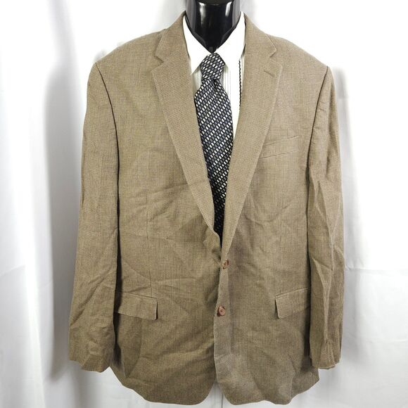 Lauren Ralph Lauren Mens 46L Beige Tan Silk Wool 2-Button Sports Coat Blazer - Picture 1 of 10